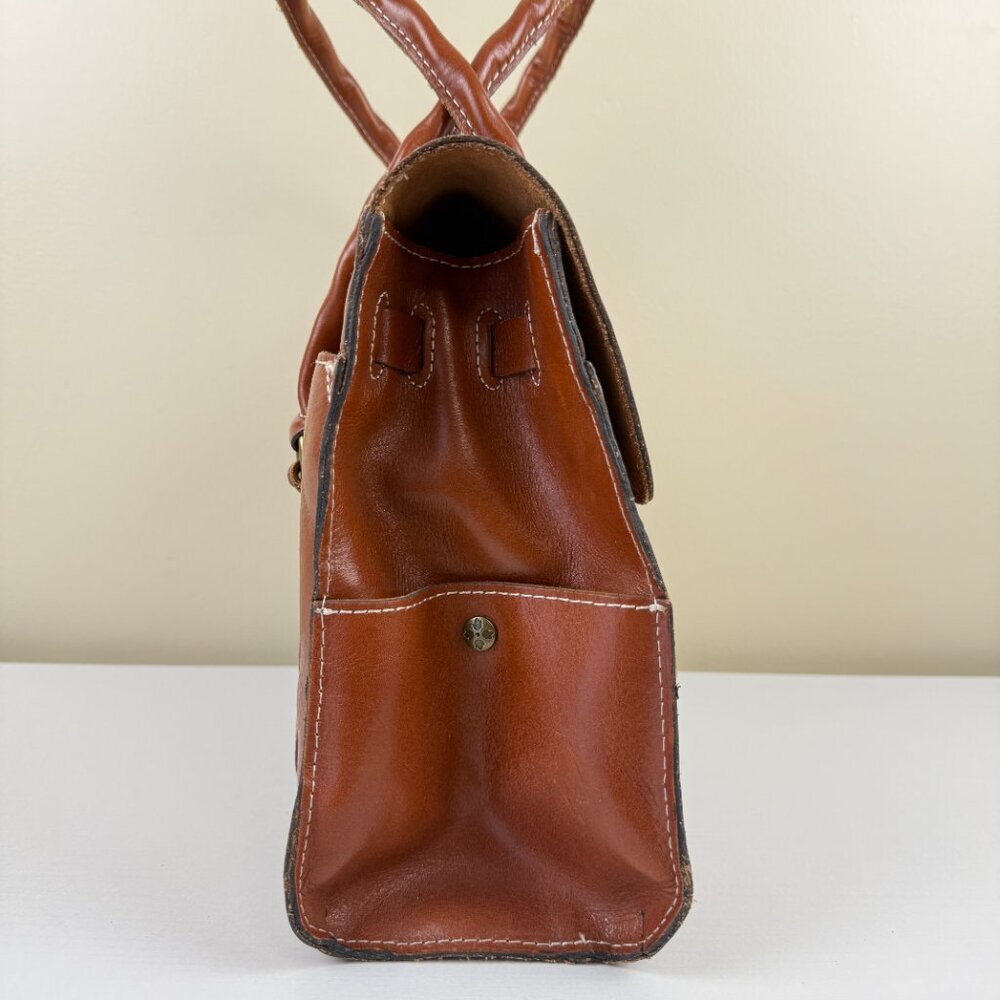 EUC Patricia Nash Vienna Tan/Brown Leather Satchel Bag - Picture 3 of 14